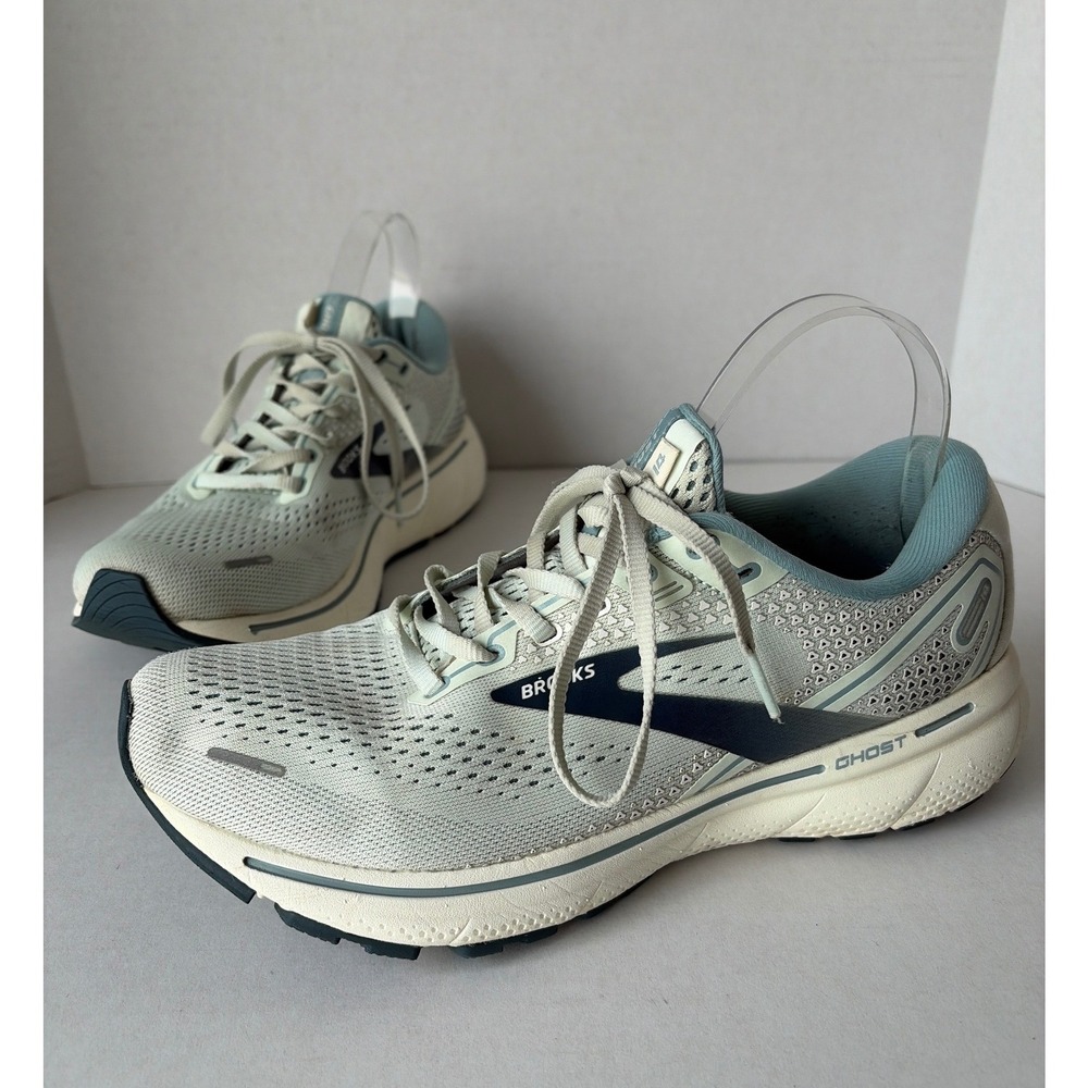 Brooks Ghost 14 Womens Running Shoes Oyster Yucca Blue Fog 1203561B317 Size 9.5